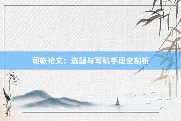 司帐论文：选题与写稿手段全剖析